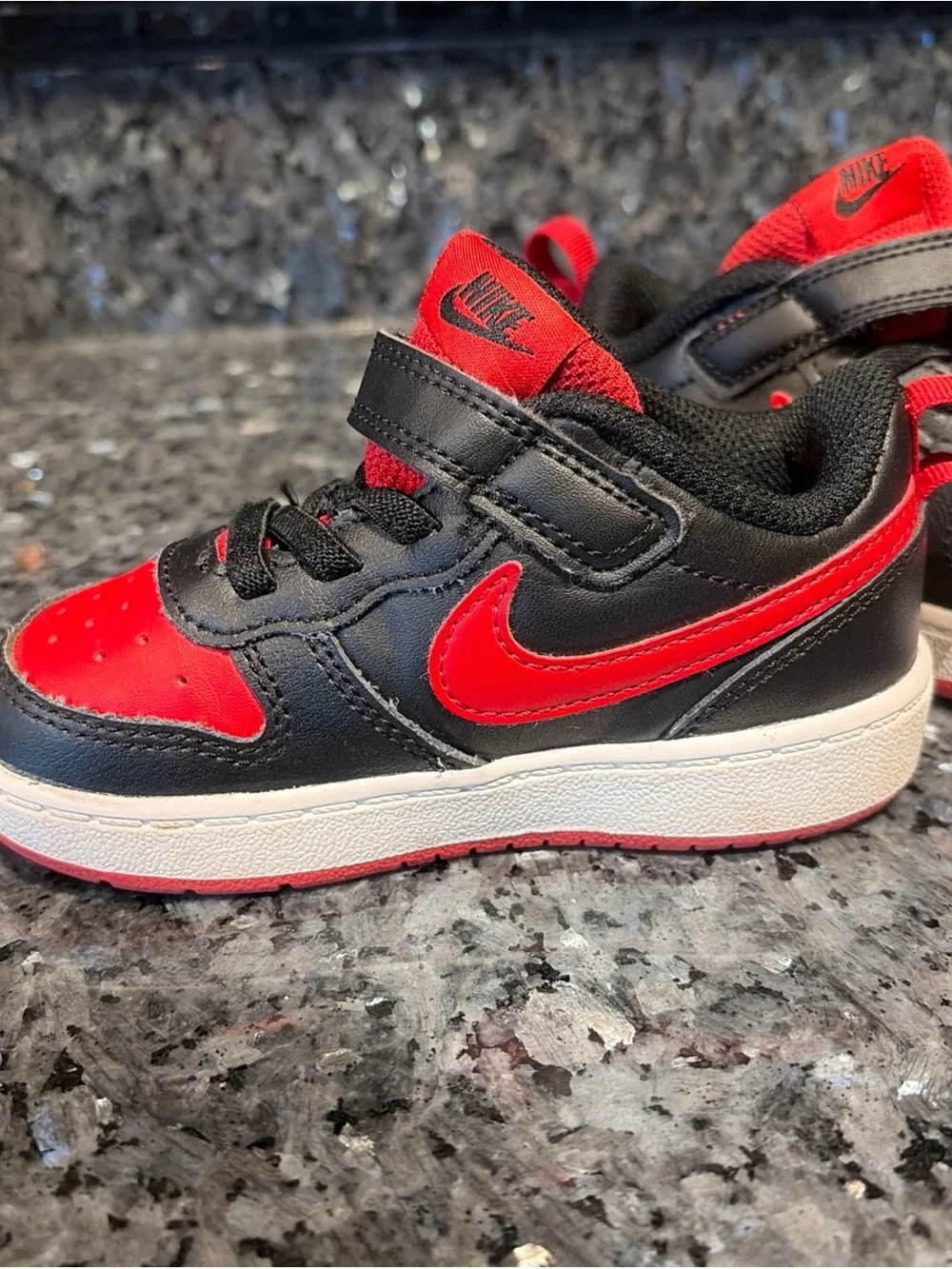 Nike Court Borough Low 2 Black University Red (TD) BQ5453-007 Size 7C